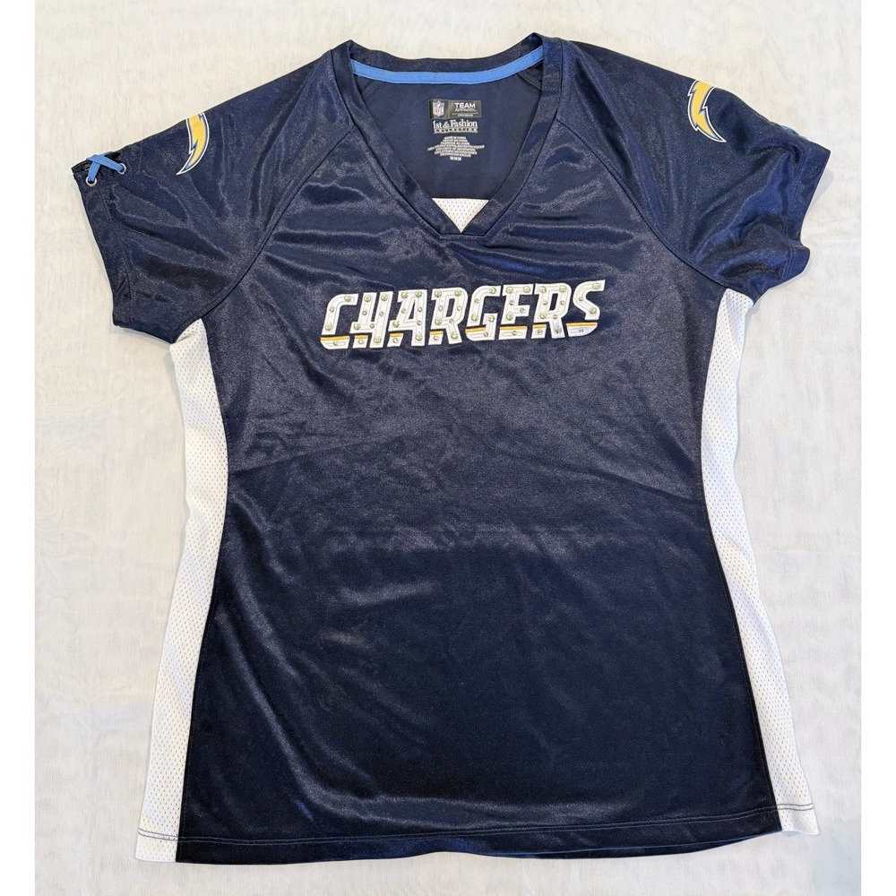 Los Angeles L.A. Chargers NFL Team Apparel V-Neck Blue Jersey Women Size M